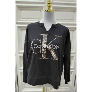 Calvin Klein womens sweatshirt black with animal print lettering size Large
